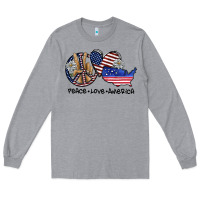 Heather Grey peace love america Long Sleeve Tee - SublimationCraftShop