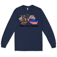Navy peace love america Long Sleeve Tee - SublimationCraftShop