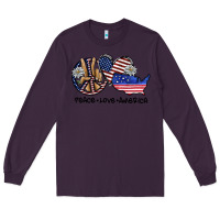 Plum peace love america Long Sleeve Tee - SublimationCraftShop