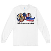 White peace love america Long Sleeve Tee - SublimationCraftShop