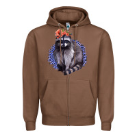 Chestnut Classy But A Little Thrashy Racoon With Flowers Zipper Hoodie - Jasminsmagicworld