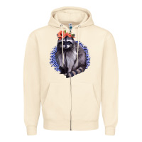 Sandshell Classy But A Little Thrashy Racoon With Flowers Zipper Hoodie - Jasminsmagicworld