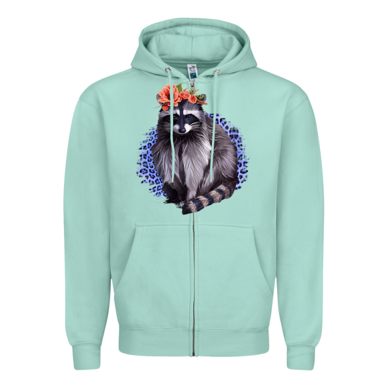 Classy But A Little Thrashy Racoon With Flowers Zipper Hoodie by Jasminsmagicworld | Teevron