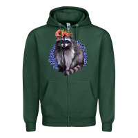 Sports Green Classy But A Little Thrashy Racoon With Flowers Zipper Hoodie - Jasminsmagicworld