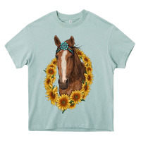 Arona brown horse with gemstone and sunflowers Heavy Core Tee - RanaPortraitStore