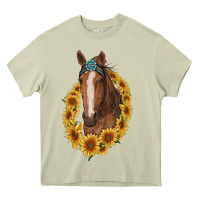 Mossy brown horse with gemstone and sunflowers Heavy Core Tee - RanaPortraitStore