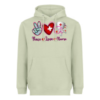 Matcha Peace Love Nurse Heavyweight Hoodie - RanaPortraitStore