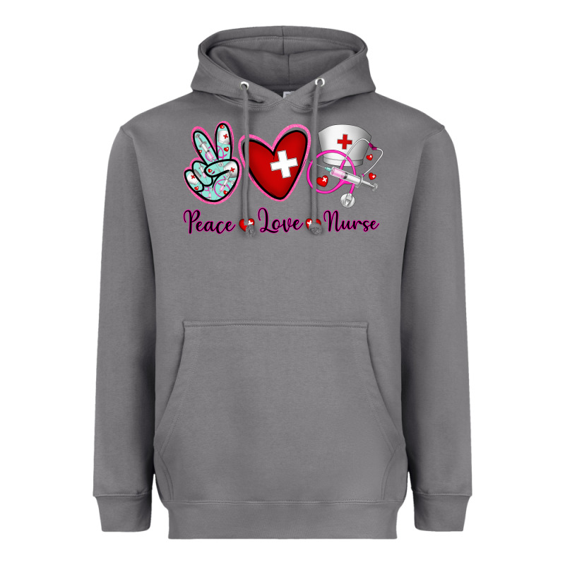 Peace Love Nurse Heavyweight Hoodie by RanaPortraitStore | Teevron