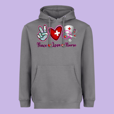 Peace Love Nurse Heavyweight Hoodie Designed By Ranaportraitstore