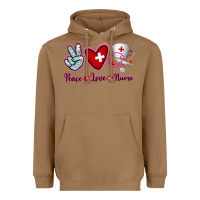 Toasted Coconut Peace Love Nurse Heavyweight Hoodie - RanaPortraitStore