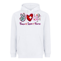 White Peace Love Nurse Heavyweight Hoodie - RanaPortraitStore