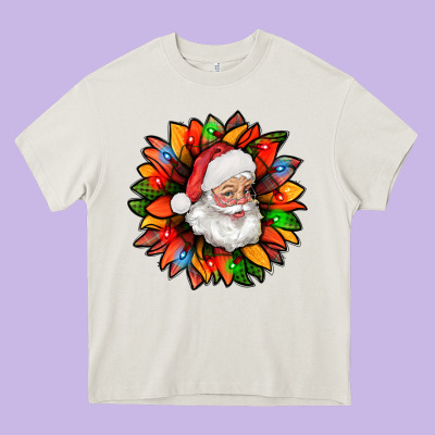 Santa Claus With Sunflower Christmas Bbs Heavy Core Tee Designed By Bundleandbundleshop