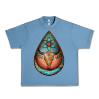 Pebble Blue teardrop tooled leather bullskull earrings Urban Heavy Tee - Jasminsmagicworld