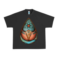 Pigment Black teardrop tooled leather bullskull earrings Urban Heavy Tee - Jasminsmagicworld