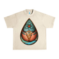Sandshell teardrop tooled leather bullskull earrings Urban Heavy Tee - Jasminsmagicworld
