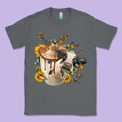 Black And White Cow Coffee Cup Classic Tee Designed By Fadigitalartstudio