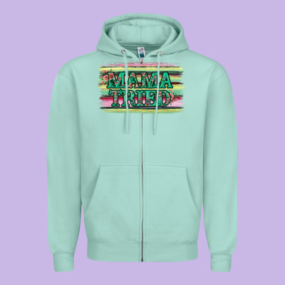 Floral Mama Tried Zipper Hoodie Designed By Jasminsmagicworld