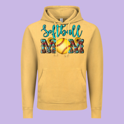 Western Leopard  Sunflowers Glitter Mom Softball Vintage Hoodie Designed By Artiststas