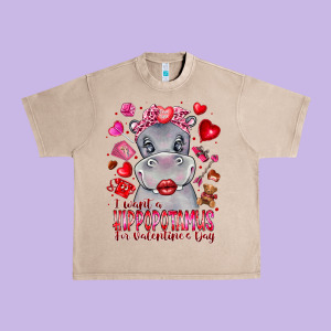 I Want Hippopotamus For Valentines Day Urban Heavy Tee Designed By Cowhidedigitalart