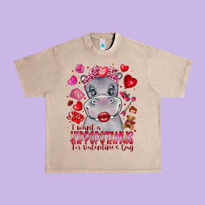 I Want Hippopotamus For Valentines Day Urban Heavy Tee Designed By Cowhidedigitalart