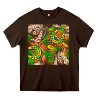 Chocolate Brown St. Patrick's Day Horse With Horseshoes Seamless Heavy Core Tee - FaDigitalArtStudio