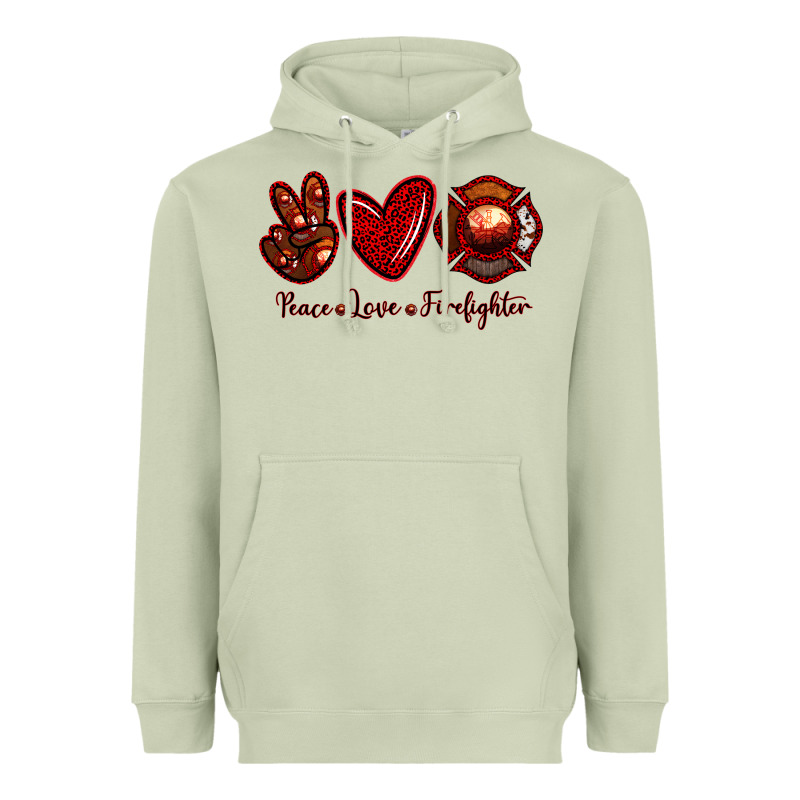 Peace Love Firefighter Heavyweight Hoodie by RanaPortraitStore | Teevron