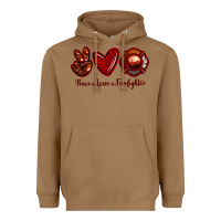 Toasted Coconut Peace Love Firefighter Heavyweight Hoodie - RanaPortraitStore