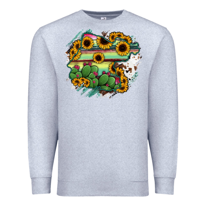 Guanajuato Sunflower Serape Map Premium Sweatshirt by RanaPortraitStore | Teevron