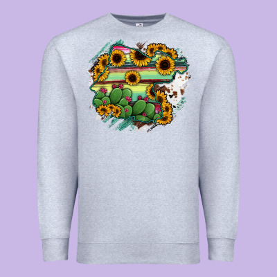Guanajuato Sunflower Serape Map Premium Sweatshirt Designed By Ranaportraitstore