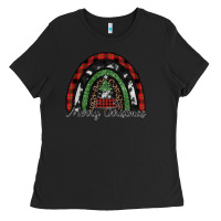 Black Merry Christmas rainbow Ladies Tee - CowhideDigitalArt