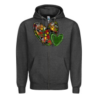 Charcoal Heather christmas heart Zipper Hoodie - RanaPortraitStore