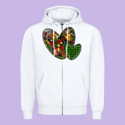 Christmas Heart Zipper Hoodie Designed By Ranaportraitstore