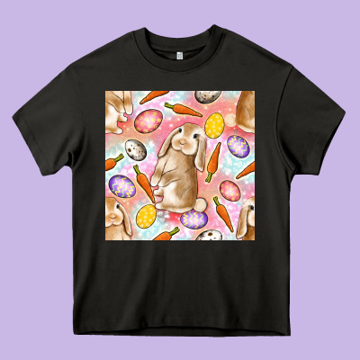Happy Easter Bunny Seamless Pattern Heavy Core Tee Designed By Bundleandbundleshop