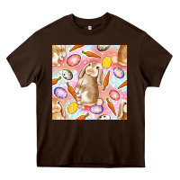 Chocolate Brown Happy Easter Bunny Seamless Pattern Heavy Core Tee - BundleAndBundleShop