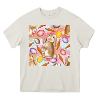 Cream Happy Easter Bunny Seamless Pattern Heavy Core Tee - BundleAndBundleShop