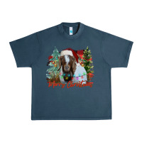 Midnight Navy merry Christmas goat Urban Heavy Tee - CowhideDigitalArt