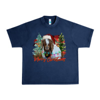 Navy merry Christmas goat Urban Heavy Tee - CowhideDigitalArt