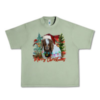 Oil Green merry Christmas goat Urban Heavy Tee - CowhideDigitalArt