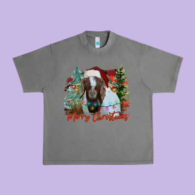 Merry Christmas Goat Urban Heavy Tee Designed By Cowhidedigitalart