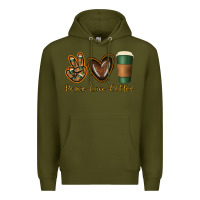 Army Green peace love coffee Premium Hoodie - Jasminsmagicworld