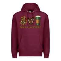 Burgundy peace love coffee Premium Hoodie - Jasminsmagicworld