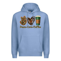 Colony Blue peace love coffee Premium Hoodie - Jasminsmagicworld