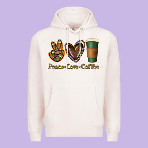 Peace Love Coffee Premium Hoodie Designed By Jasminsmagicworld