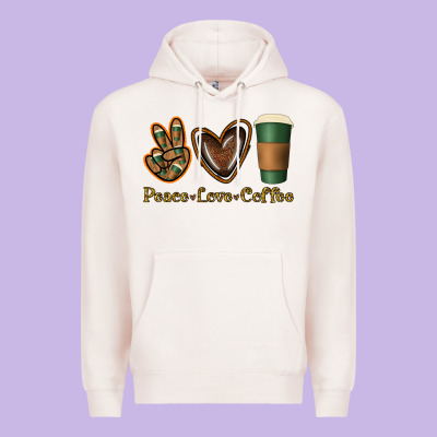 Peace Love Coffee Premium Hoodie Designed By Jasminsmagicworld