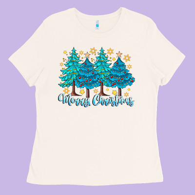 Merry Christmas Ladies Tee Designed By Cowhidedigitalart
