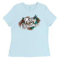 Baby Blue Merry Christmas Ladies Tee - CowhideDigitalArt