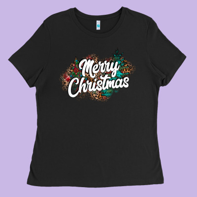 Merry Christmas Ladies Tee Designed By Cowhidedigitalart