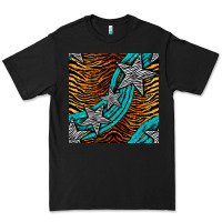 Black tiger turquoise glitter and stars seamless pattern Premium Tee - BundleAndBundleShop