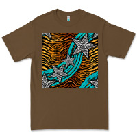 Cacao tiger turquoise glitter and stars seamless pattern Premium Tee - BundleAndBundleShop