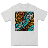 Dove Grey tiger turquoise glitter and stars seamless pattern Premium Tee - BundleAndBundleShop